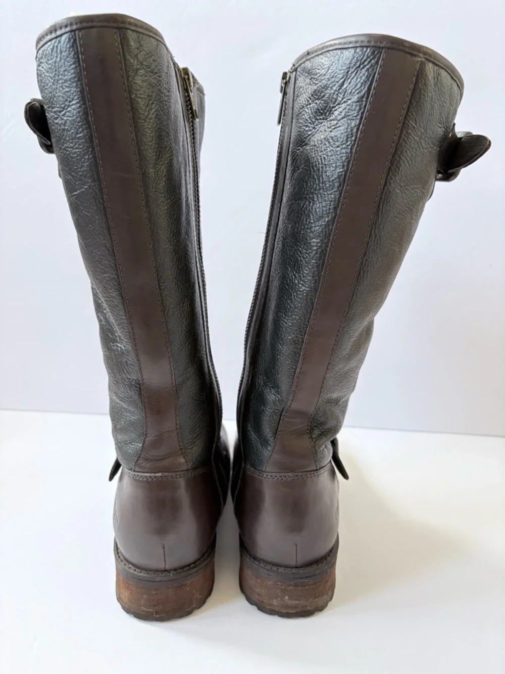 Ugg Chancery Tall Riding brown black Leather Boot Shearling Fur Lined Boot‎ 7.5
